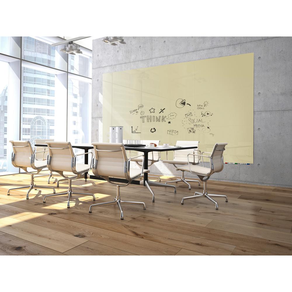 Ghent Aria 4'H x 3'W Magnetic Glass White Board, Blue Surface, Vertical, 4 Rare Earth Magnets, 4 Markers and Eraser. Picture 4