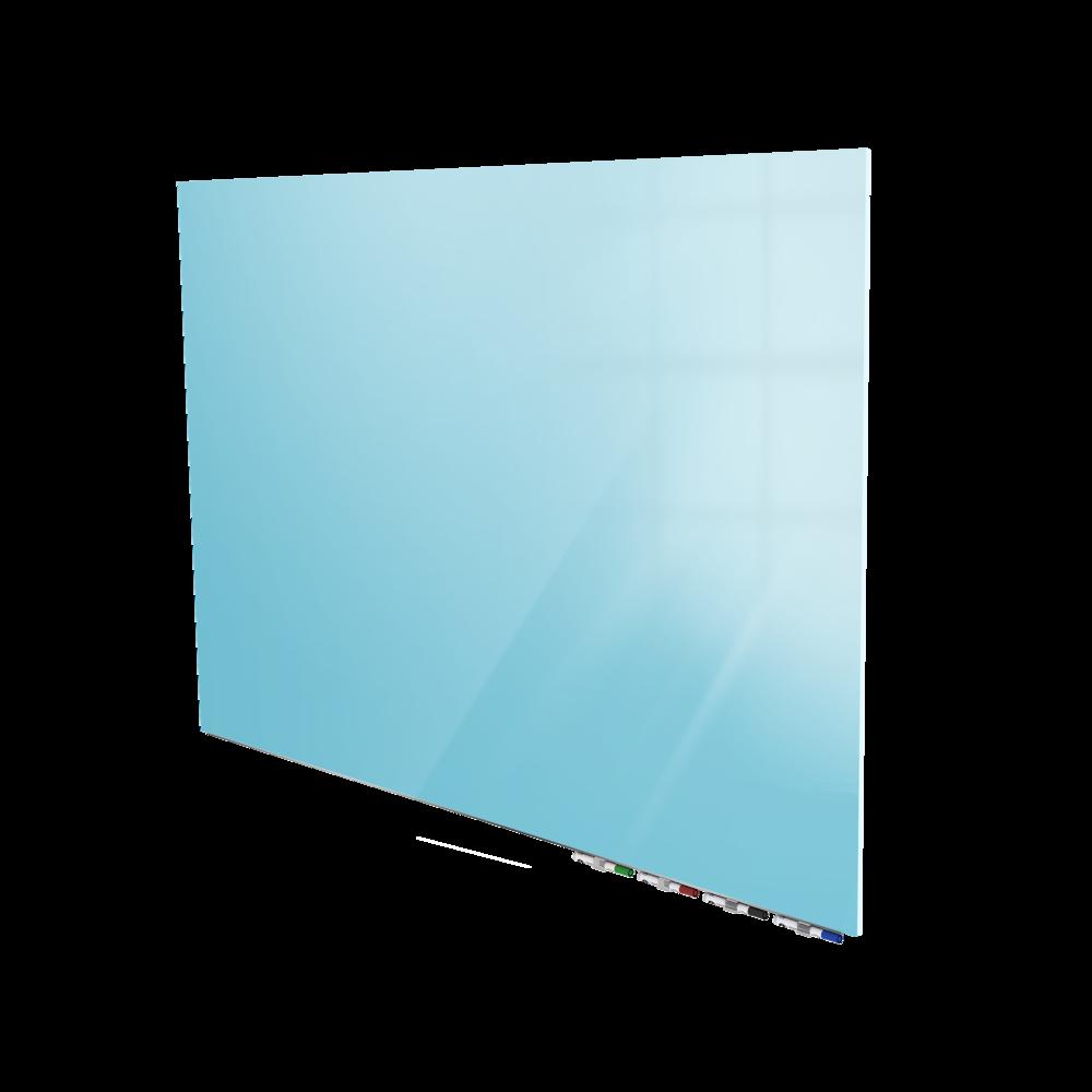 Ghent Aria 2'H x 3'W Magnetic Glass White Board, Blue Surface, Horizontal, 4 Rare Earth Magnets, 4 Markers and Eraser. Picture 2