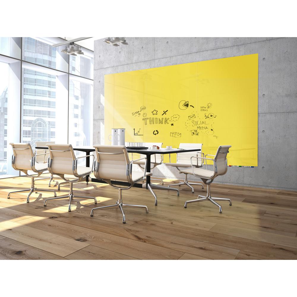 Ghent Aria 8'H x 4'W Magnetic Glass White Board, Gray Surface, Vertical, 4 Rare Earth Magnets, 4 Markers and Eraser. Picture 3