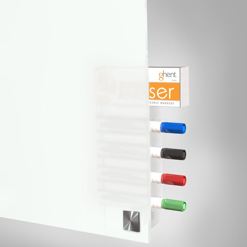 Ghent 4'x8' Harmony Frosted Glass Board - Square Corners - 4 Markers and Eraser. Picture 4