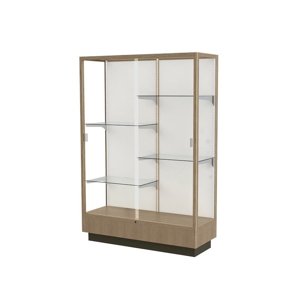 Heritage  48"W x 70"H x 18"D  Floor Case, Mirror Back, Hardwood Natural Maple Finish. Picture 1