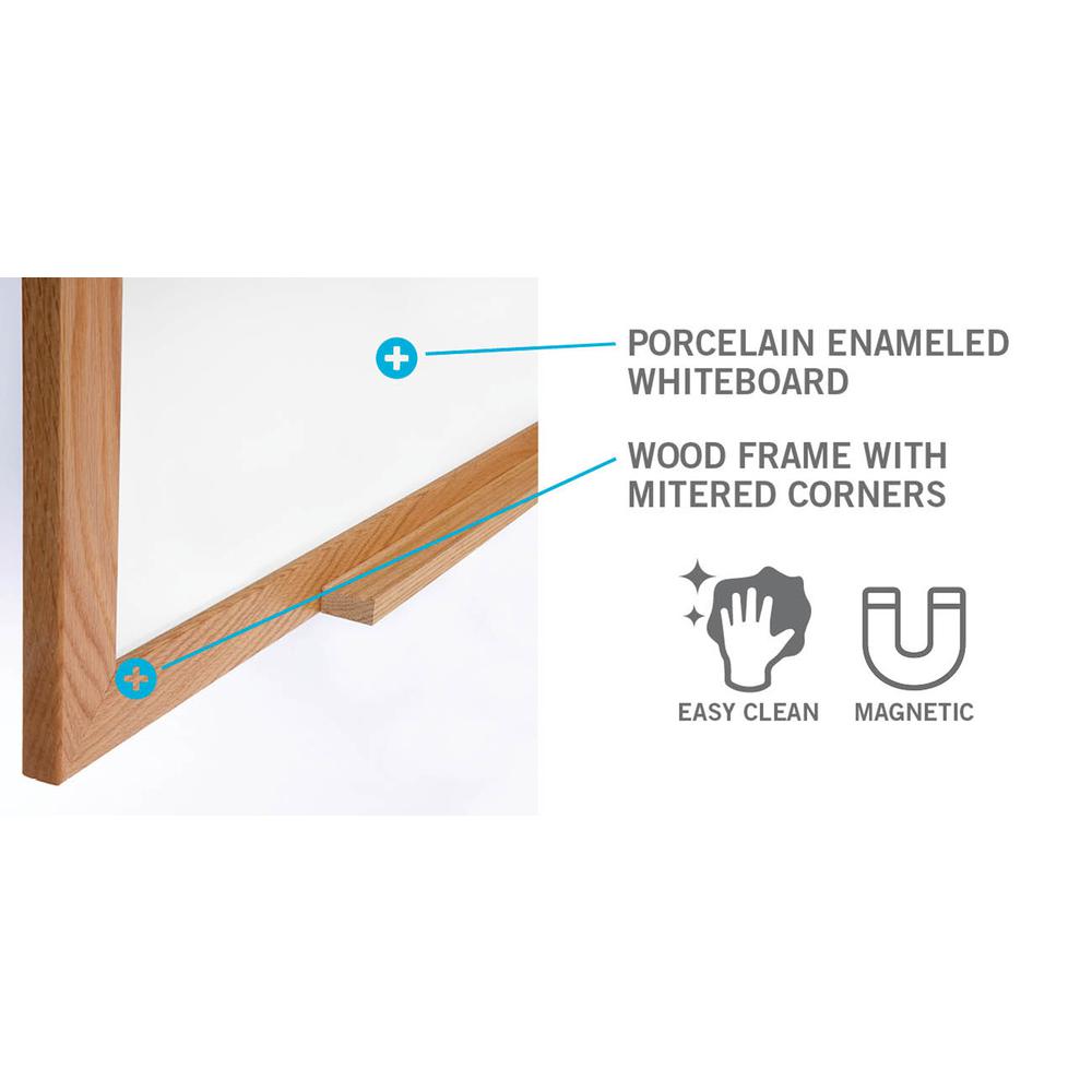 Ghent Magnetic Porcelain Whiteboard with Wood Frame, 4'H x 5'W. Picture 3