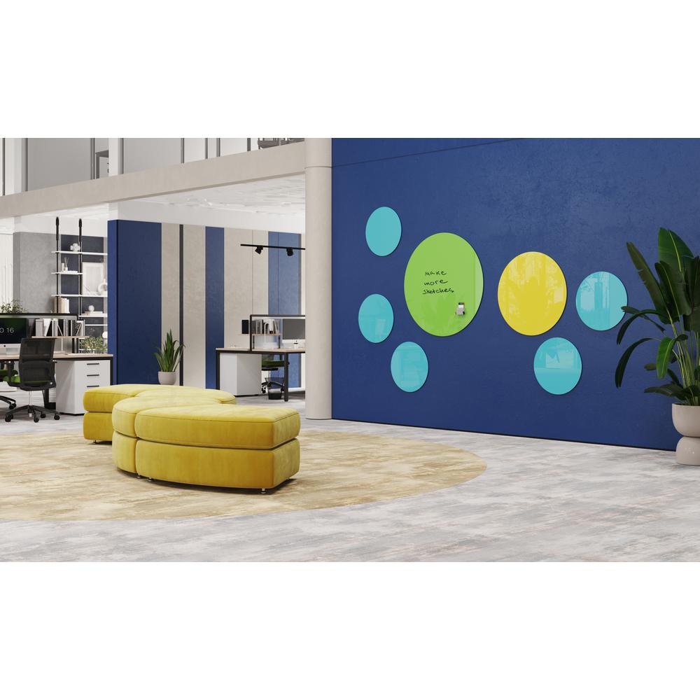 Ghent Coda Low Profile Circular Glassboard, Non-Magnetic, Green, 24" Diameter. Picture 3