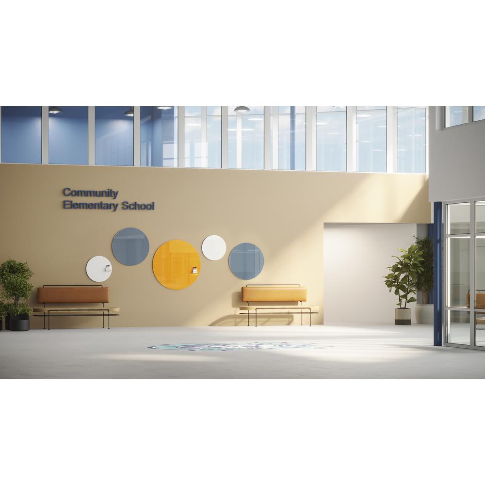 Ghent Coda Low Profile Circular Glassboard, Non-Magnetic, White, 36" Diameter. Picture 2