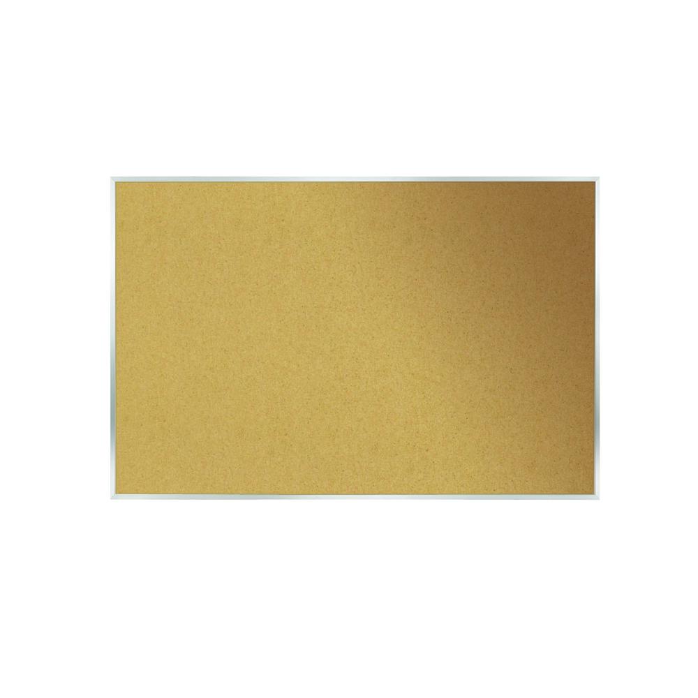 Ghent Natural Cork Bulletin Board with Aluminum Frame, 4'H x 8'W. Picture 1
