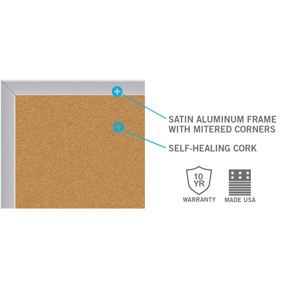 Ghent Natural Cork Bulletin Board with Aluminum Frame, 4'H x 8'W. Picture 4