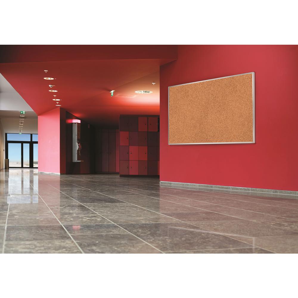 Ghent Natural Cork Bulletin Board with Aluminum Frame, 4'H x 8'W. Picture 8