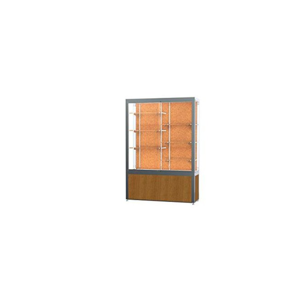 Challenger  48"W x 66"H x 16"D  Floor Case, Cork Back, Satin Finish, Lt. Oak Vinyl Base. Picture 1