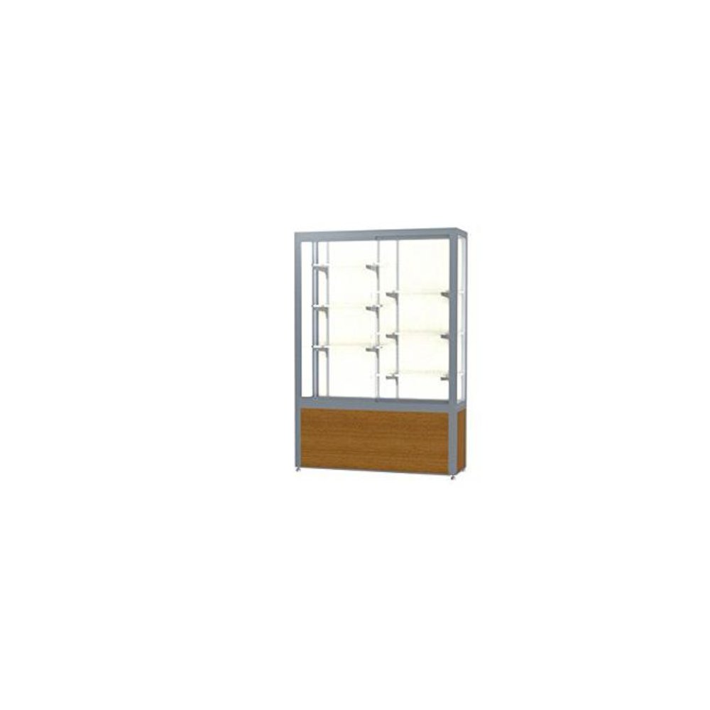 Challenger  48"W x 66"H x 16"D  Floor Case, Plaque Back, Satin Finish, Lt. Oak Vinyl Base. Picture 1