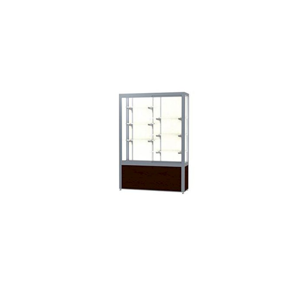 Challenger  48"W x 66"H x 16"D  Floor Case, Plaque Back, Satin Finish, Walnut Vinyl Base. Picture 1