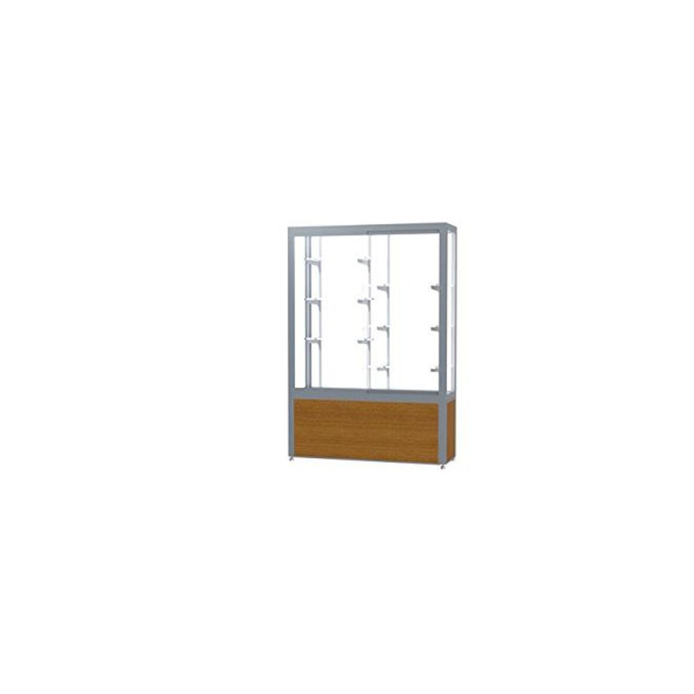Challenger  48"W x 66"H x 16"D  Floor Case, White Back, Satin Finish, Lt. Oak Vinyl Base. Picture 1