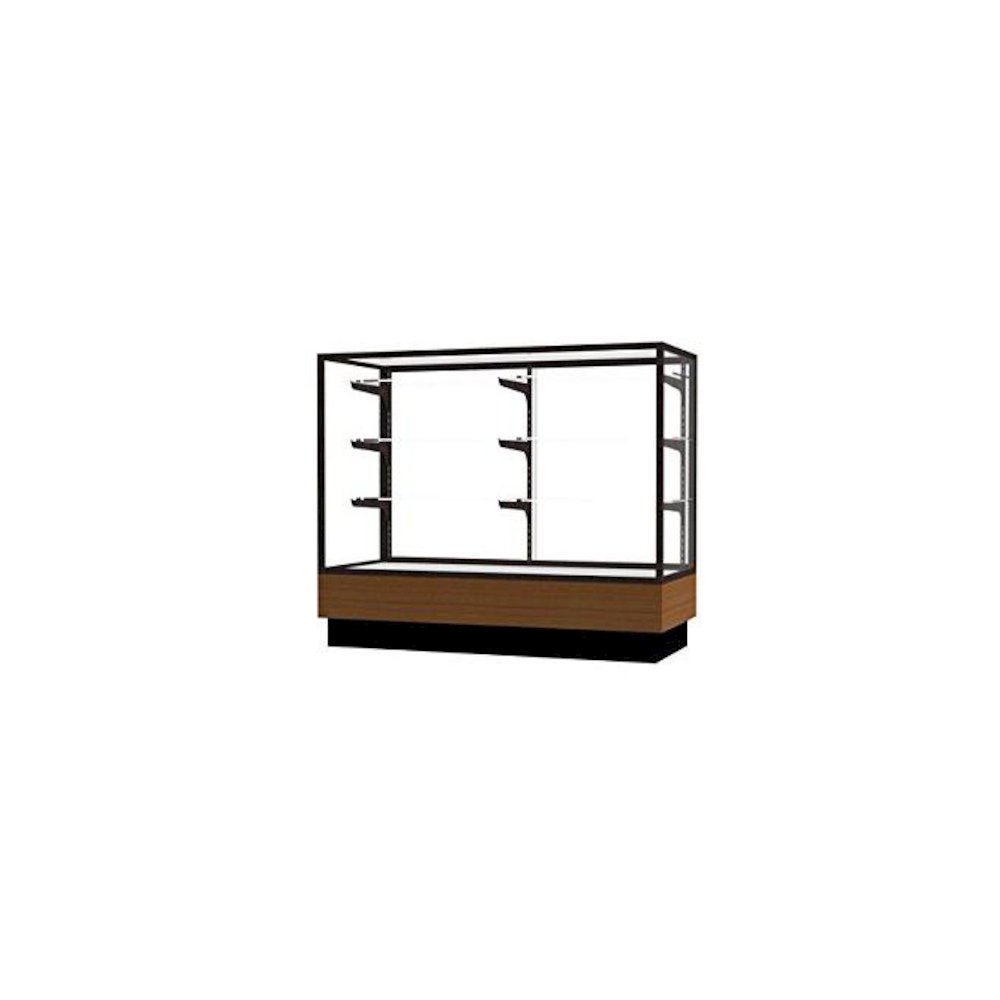 Merchandiser  48"W x 40"H x 20"D  Counter Case,  Dk. Bronze Finish, Lt. Oak Base. Picture 1