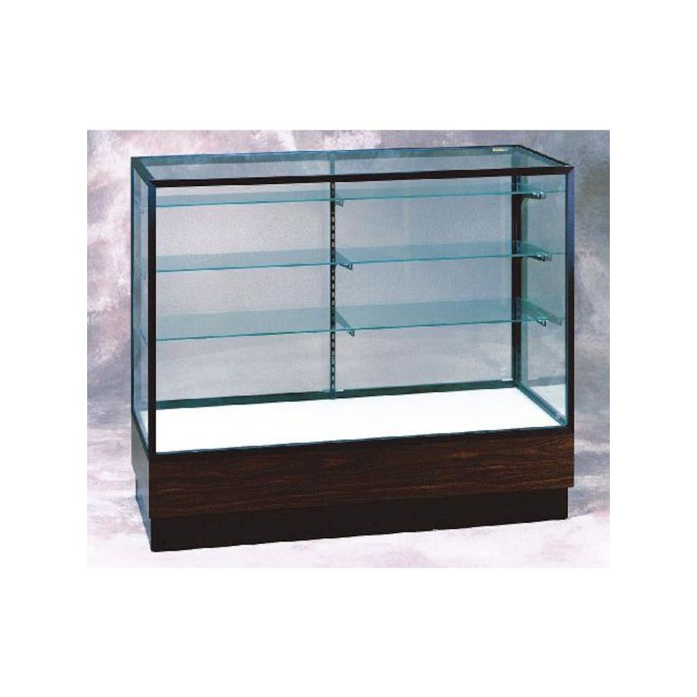 Merchandiser  48"W x 40"H x 20"D  Counter Case,  Dk. Bronze Finish, Walnut Base. Picture 1