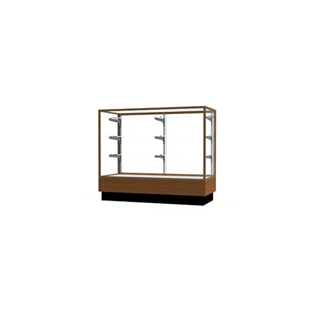 Merchandiser  48"W x 40"H x 20"D  Counter Case,  Champagne Finish, Lt. Oak Base. Picture 1