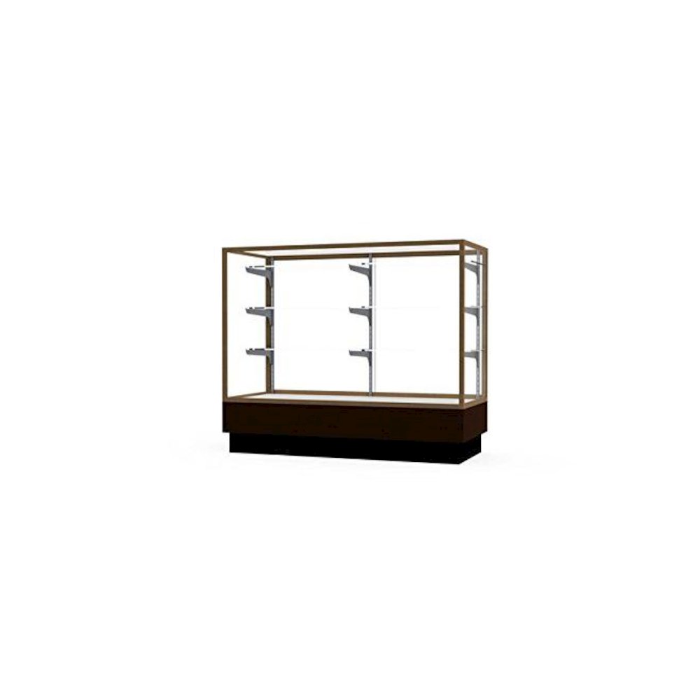 Merchandiser  48"W x 40"H x 20"D  Counter Case,  Champagne Finish, Walnut Base. Picture 1