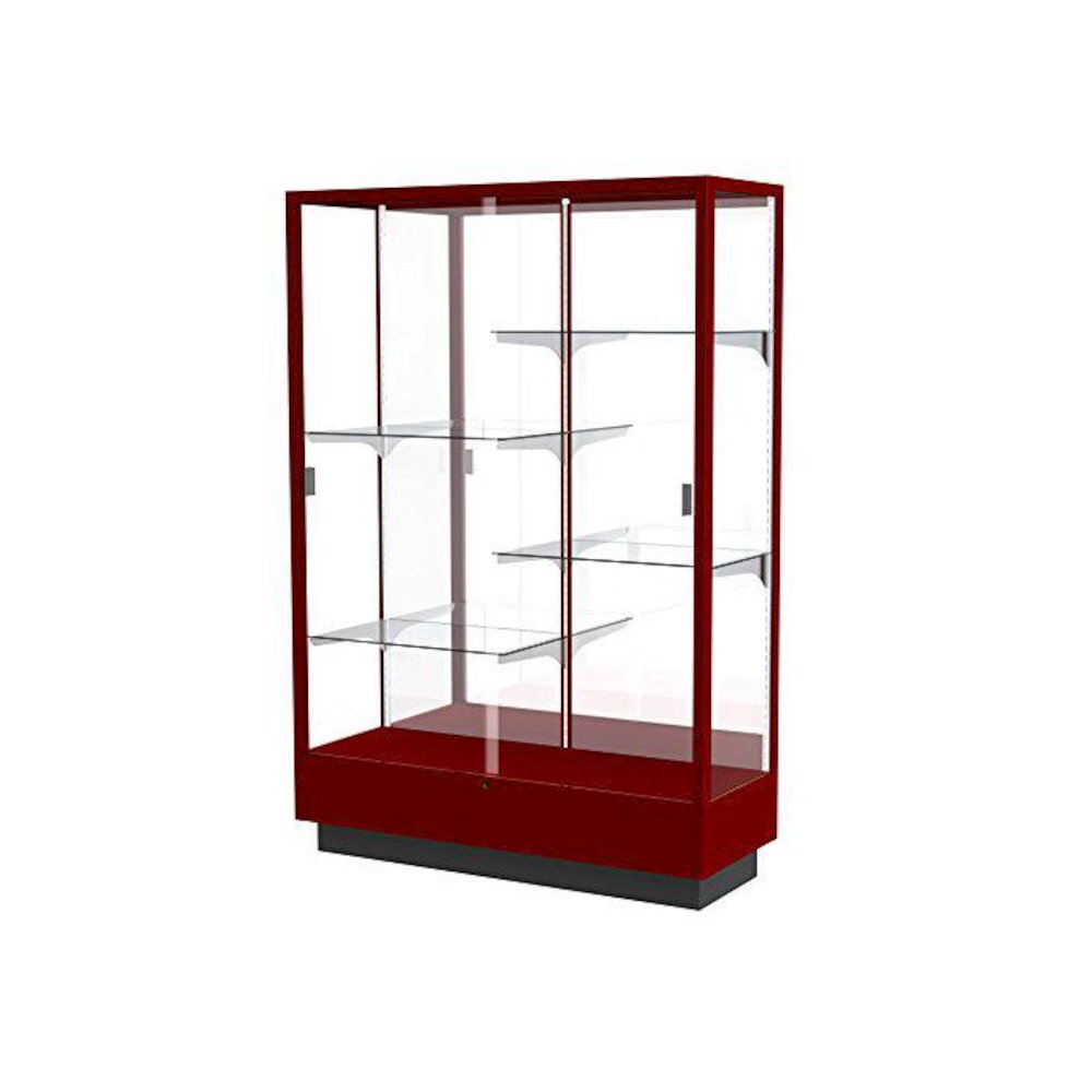 Heritage  48"W x 70"H x 18"D  Floor Case, Mirror Back, Hardwood Cordovan Finish. Picture 1
