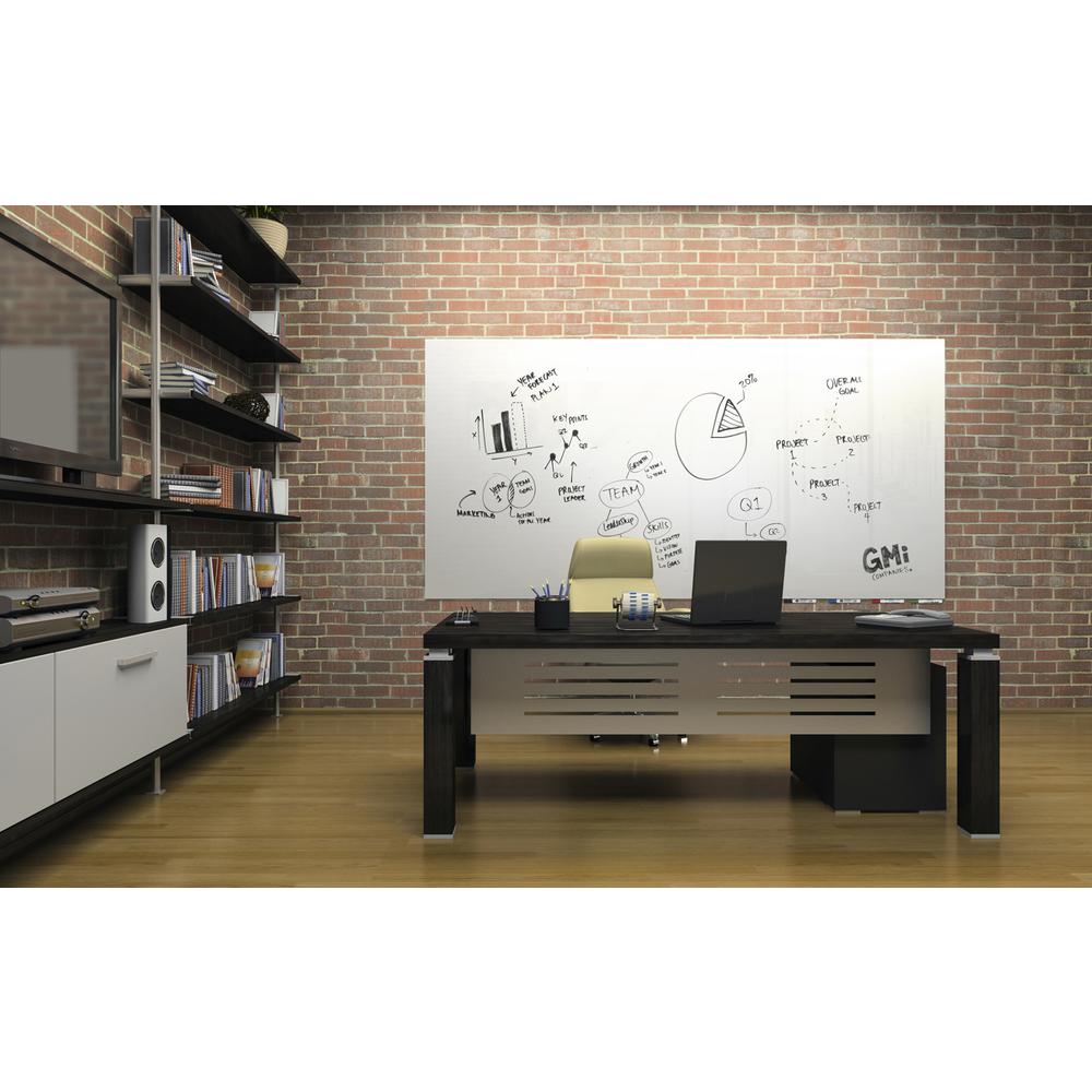 Ghent Aria Low Profile Magnetic Glass Whiteboard, 4'H x 10'W, White. Picture 3