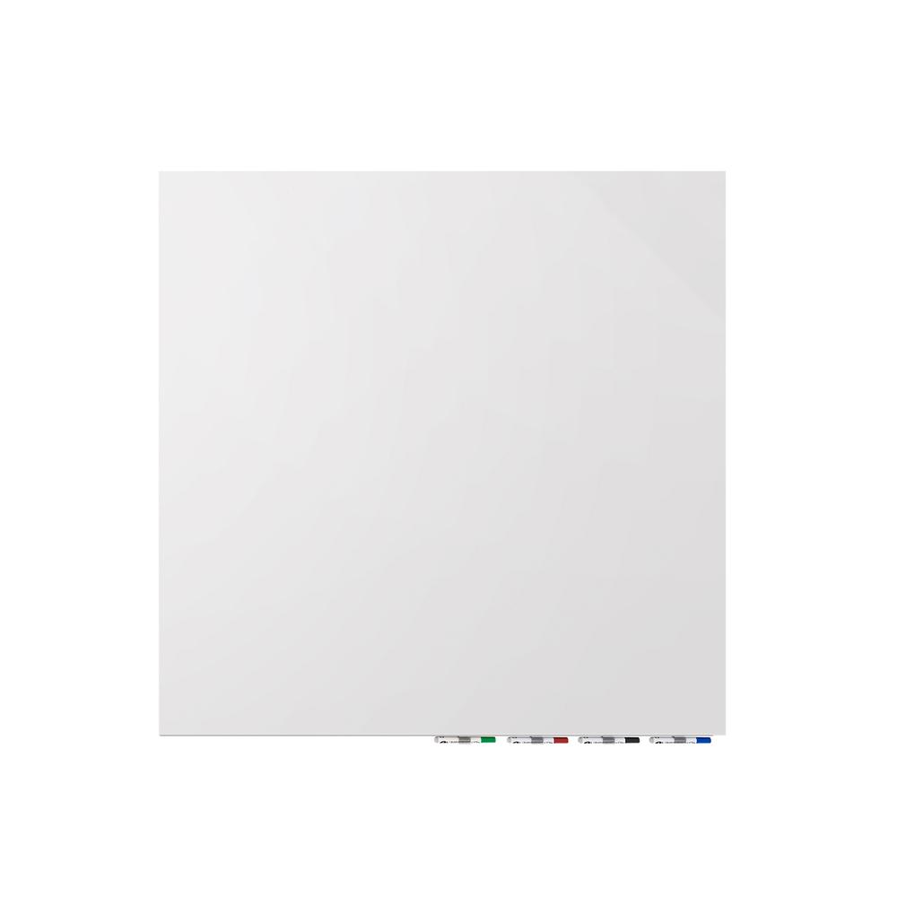 Ghent Aria 4'H x 4'W Magnetic Glass White Board, White Surface, , 4 Rare Earth Magnets, 4 Markers and Eraser. Picture 2