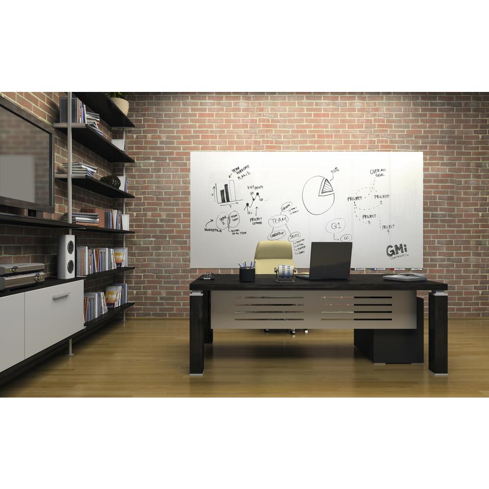Ghent Aria 4'H x 8'W Magnetic Glass White Board, White Surface, Horizontal, 4 Rare Earth Magnets, 4 Markers and Eraser. Picture 6