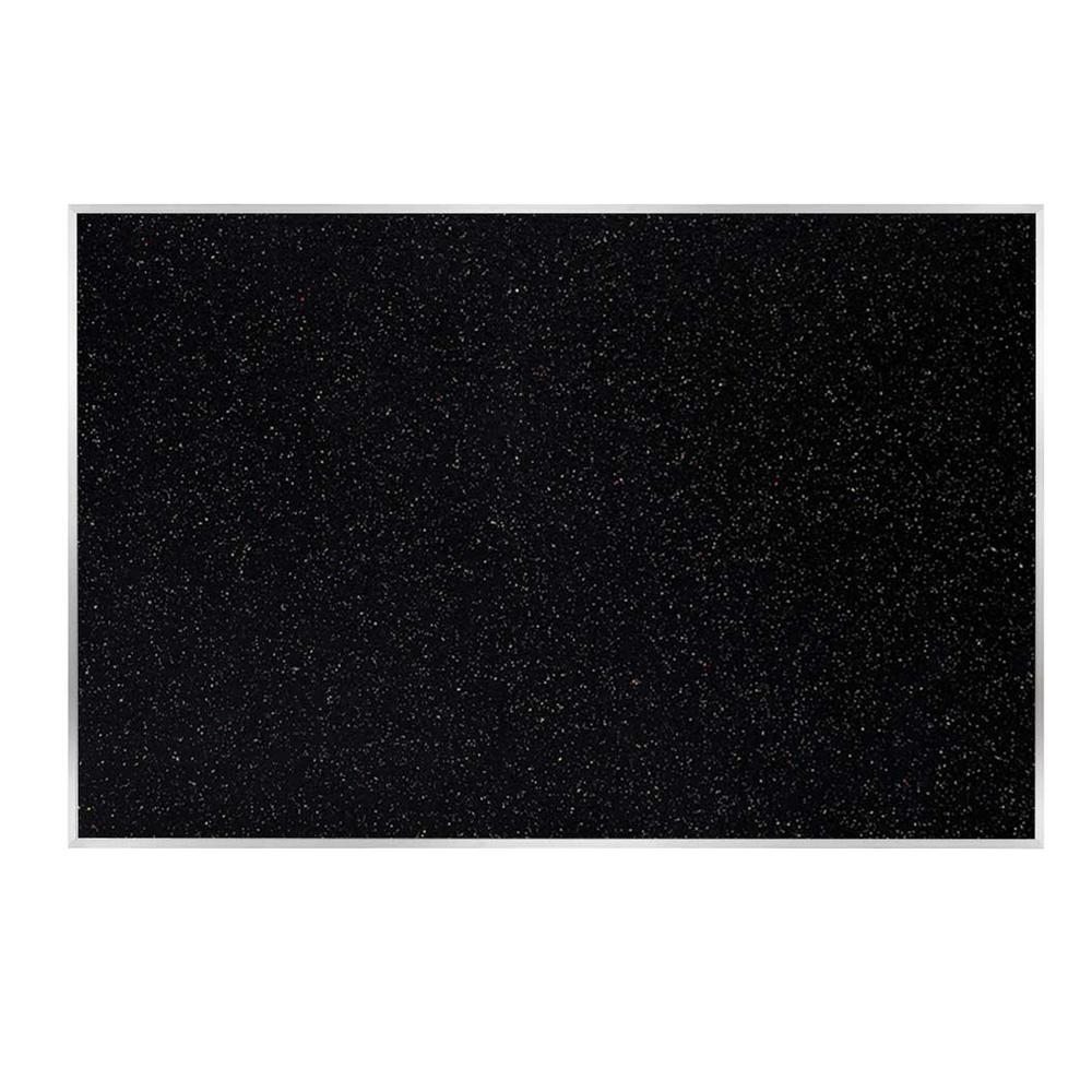 Recycled Bulletin Board, Satin Aluminum Frame, 4'H x 7' 4"W, Confetti. Picture 1