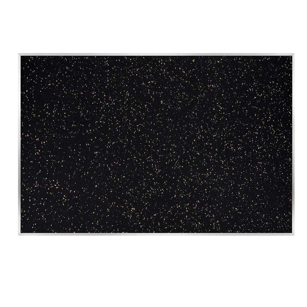 Recycled Bulletin Board, Satin Aluminum Frame, 4'H x 7' 4"W, Tan Speckled. Picture 1