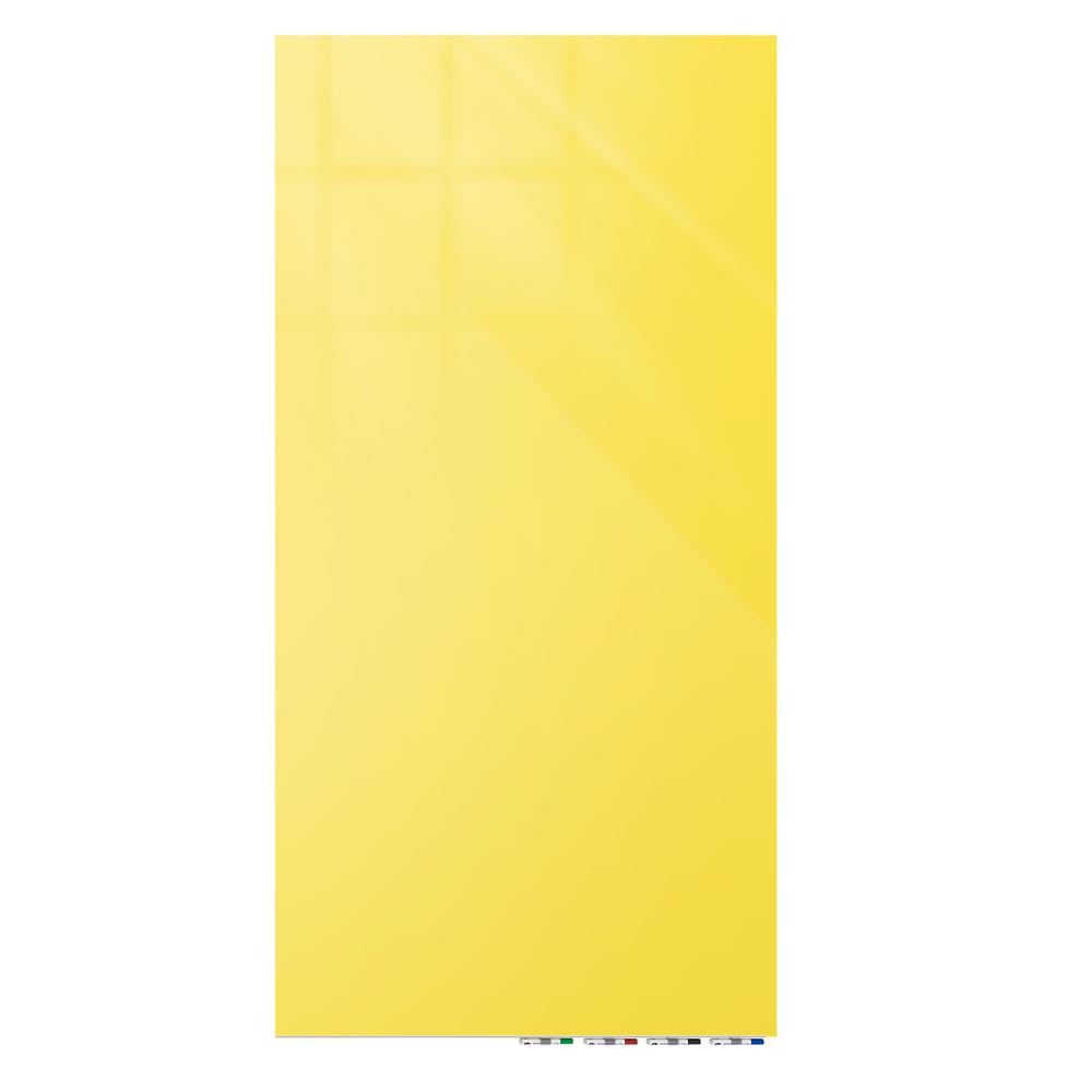 Ghent Aria 8'H x 4'W Magnetic Glass White Board, Gray Surface, Vertical, 4 Rare Earth Magnets, 4 Markers and Eraser. Picture 1