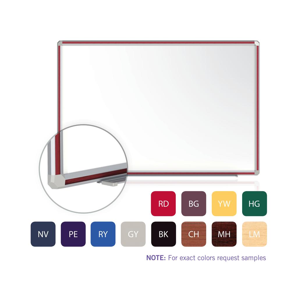 Ghent 48"x96" DecoAurora Aluminum Frame Porcelain Magnetic Whiteboard - Black Trim. Picture 2