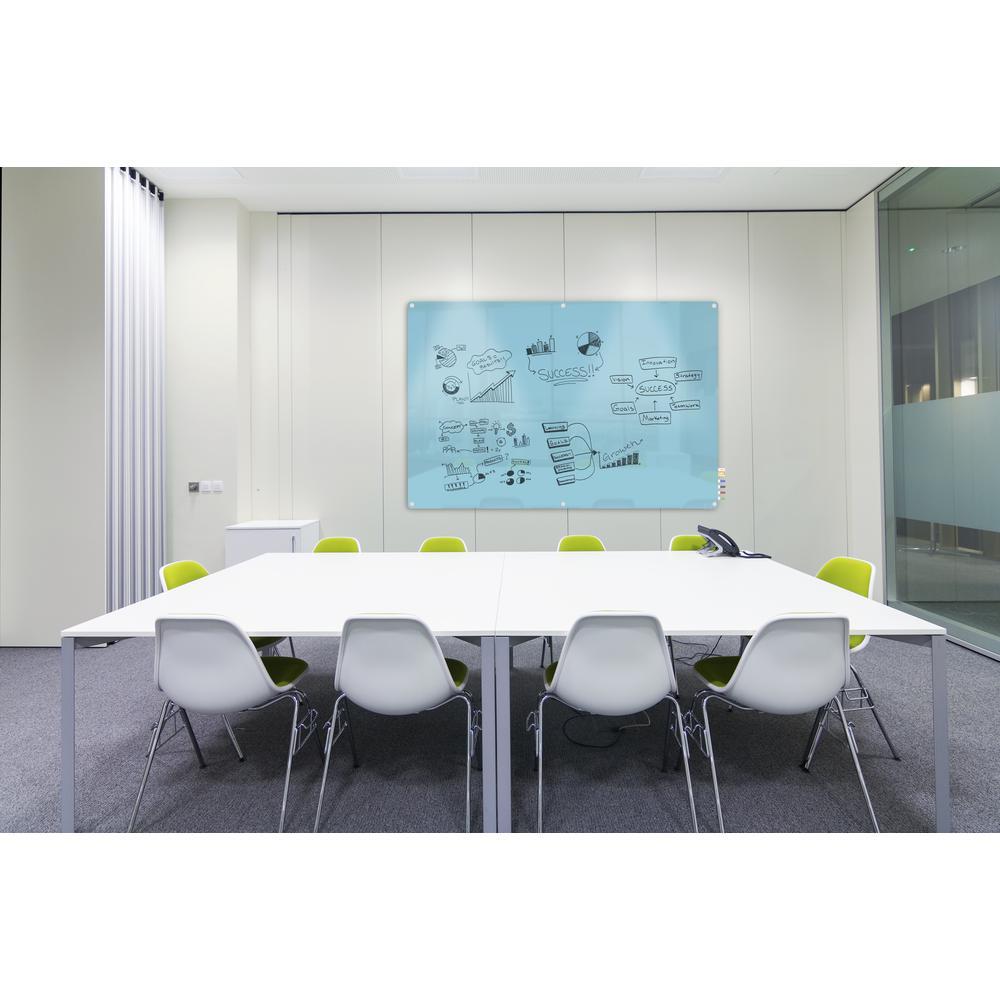 Ghent 4'x4' Harmony Magnetic Glass Board, Colors - Square Corners - Blue - 4 Rare Earth Magnets, 4 Markers and Eraser. Picture 2