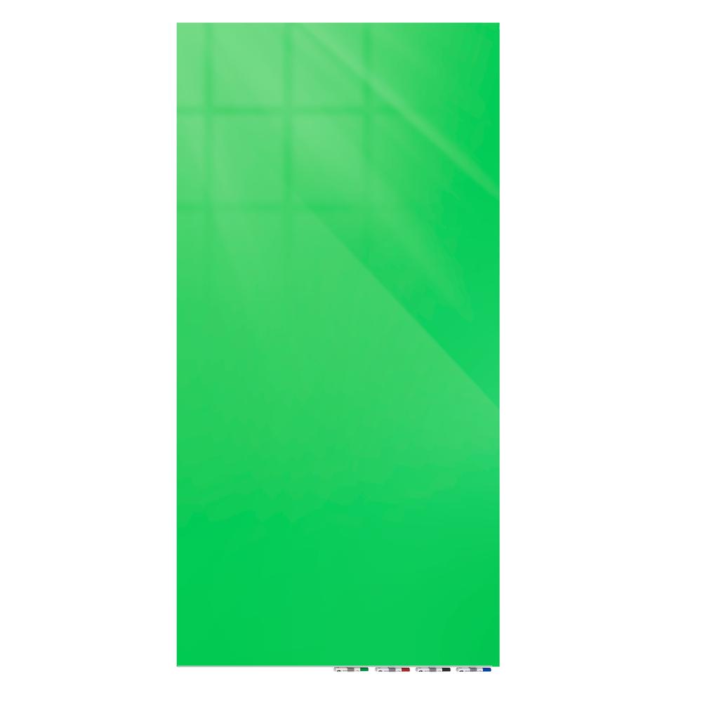 Ghent Aria 5'H x 4'W Magnetic Glass White Board, Blue Surface, Vertical, 4 Rare Earth Magnets, 4 Markers and Eraser. Picture 1
