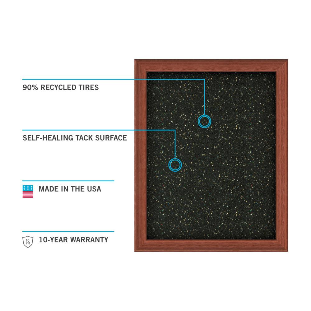 36.5"x60.5" Aluminum Frame Recycled Rubber Bulletin Board - Black. Picture 3