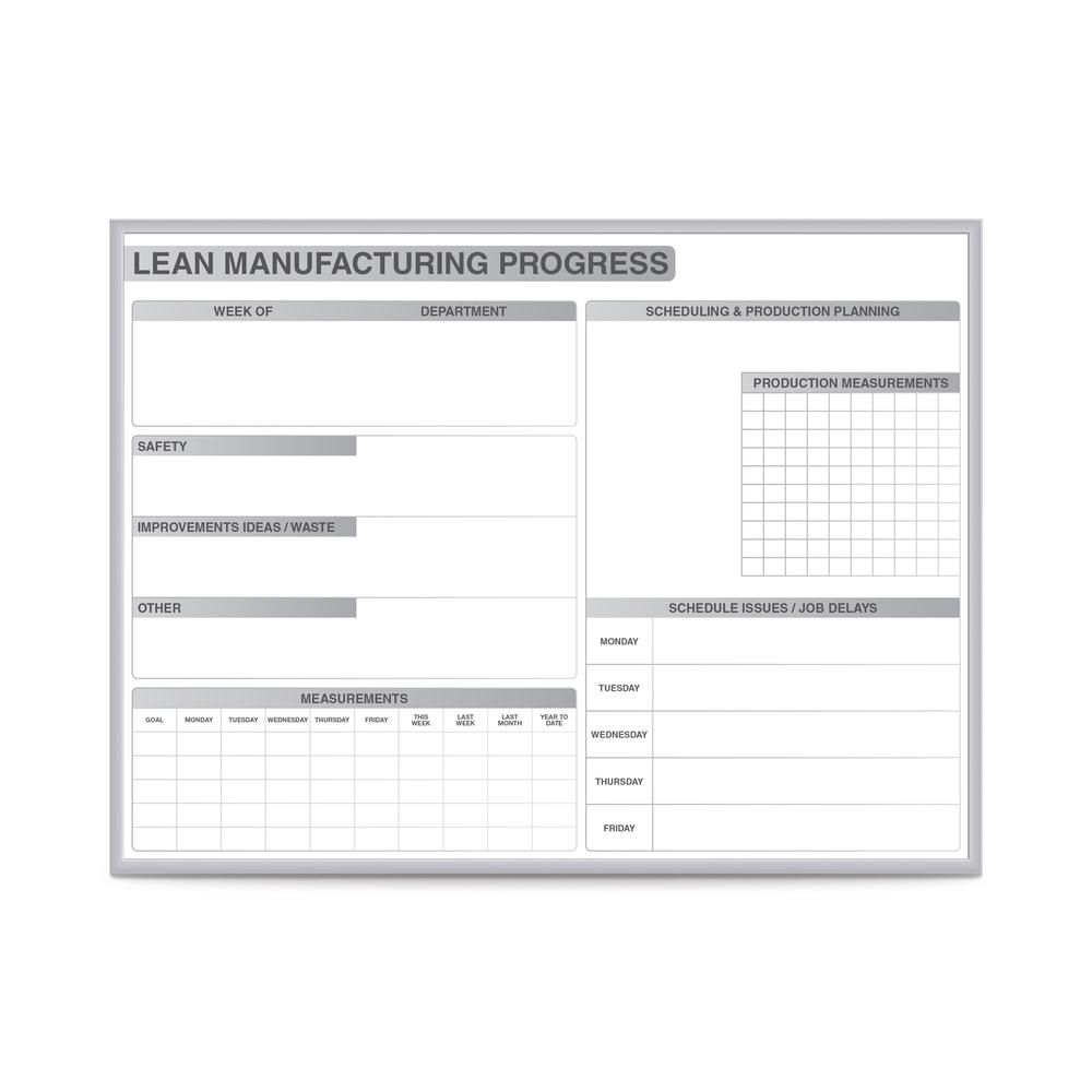 Ghent Lean Manufacturing Magnetic Whiteboard, 3’H x 4’W. Picture 1