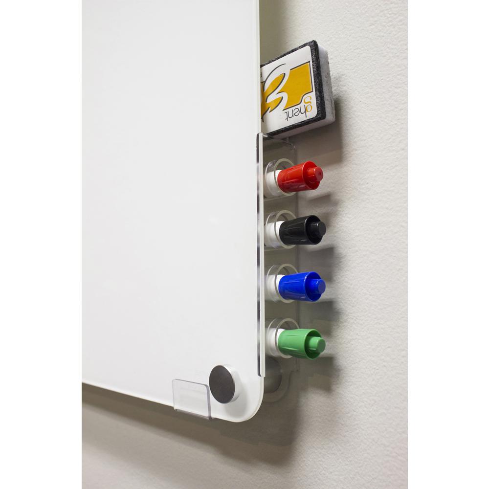 Ghent 2'x3' Harmony Magnetic Glass Board, Colors - Radius Corners - White - 4 Rare Earth Magnets, 4 Markers and Eraser. Picture 2