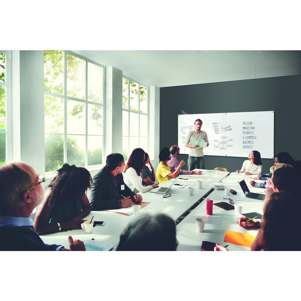 Ghent Harmony Glass Whiteboard with Square Corners, 4'H x 5'W, White. Picture 4