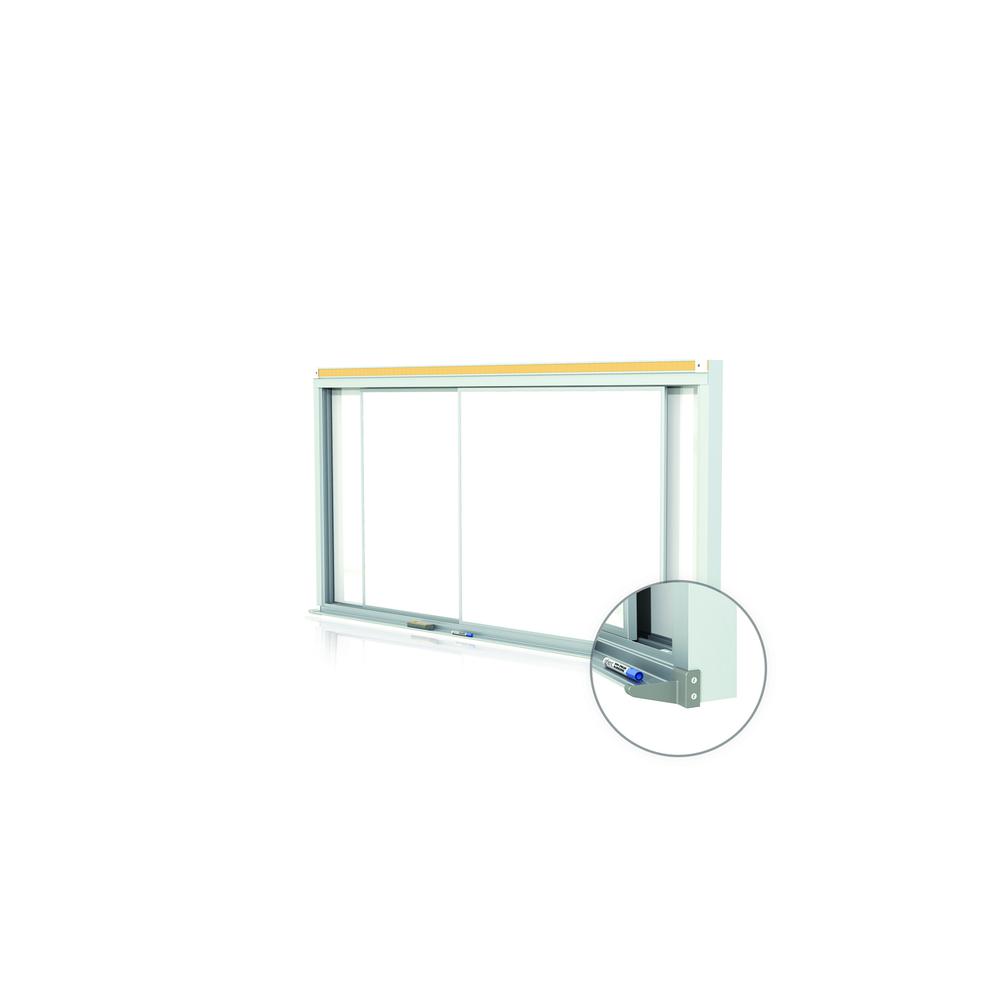 Ghent 48"x120" Horizontal Sliding Panel Unit Porcelain Magnetic 28 gauge Whiteboard. Picture 1