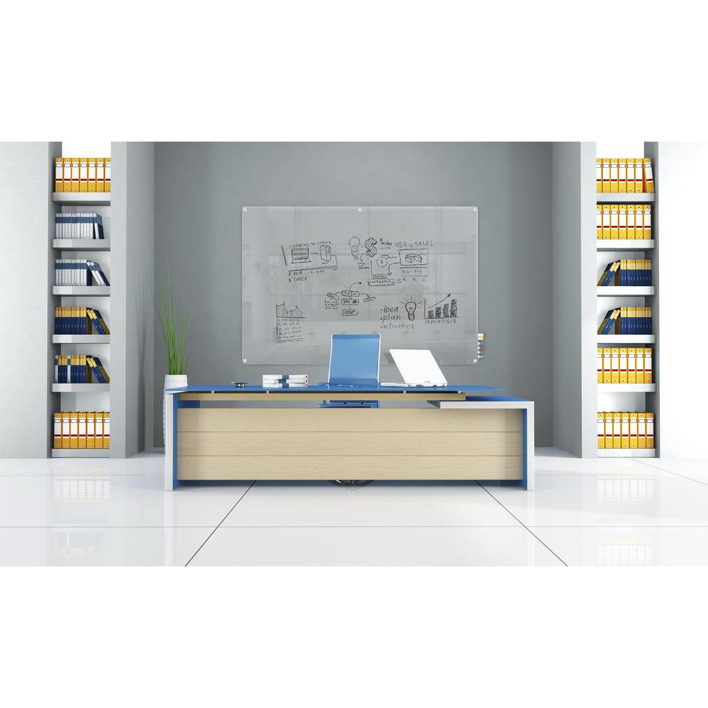 Ghent 4'x8' Harmony Frosted Glass Board - Radius Corners - 4 Markers and Eraser. Picture 2