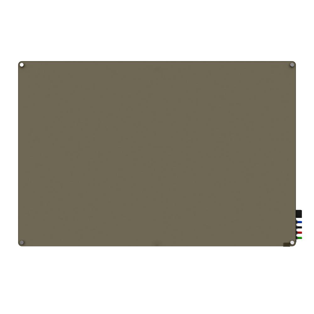 Ghent 4'x4' Harmony Magnetic Glass Board, Colors - Radius Corners - Gray - 4 Rare Earth Magnets, 4 Markers and Eraser. Picture 1