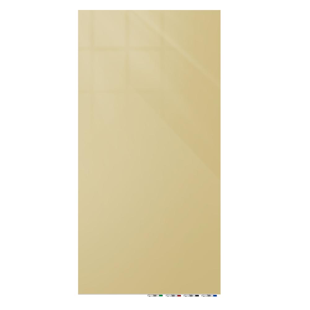 Ghent Aria 4'H x 3'W Magnetic Glass White Board, Blue Surface, Vertical, 4 Rare Earth Magnets, 4 Markers and Eraser. Picture 1