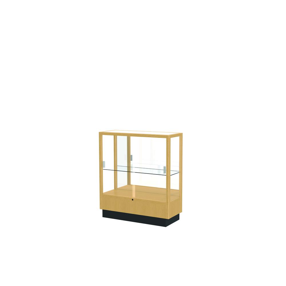 Heritage 36"W x 40"H x 14"D Counter Case, Mirror Back, Hardwood Natural Maple Finish. Picture 1