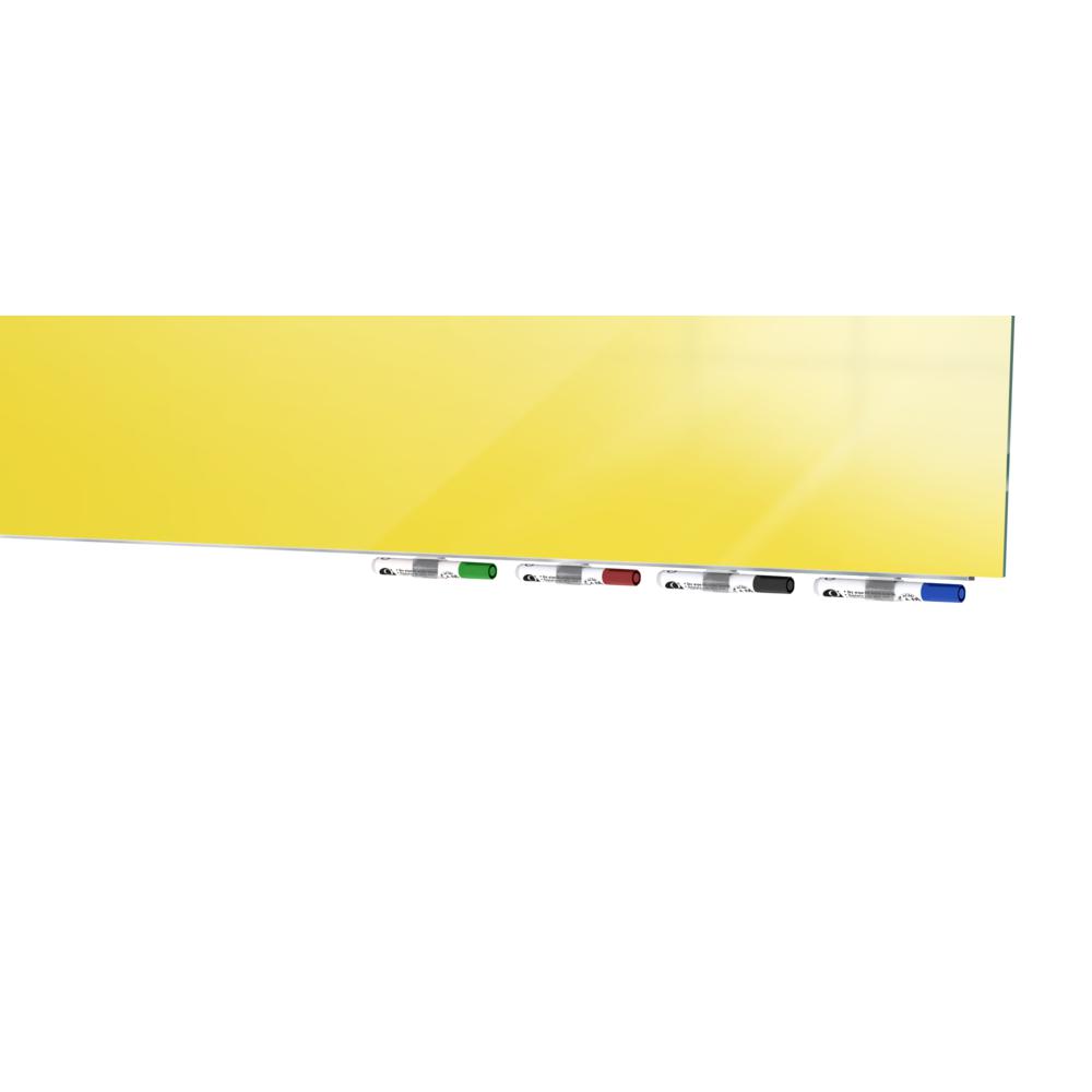 Ghent Aria 8'H x 4'W Magnetic Glass White Board, Gray Surface, Vertical, 4 Rare Earth Magnets, 4 Markers and Eraser. Picture 5