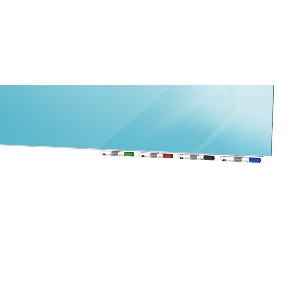 Ghent Aria 2'H x 3'W Magnetic Glass White Board, Blue Surface, Horizontal, 4 Rare Earth Magnets, 4 Markers and Eraser. Picture 5
