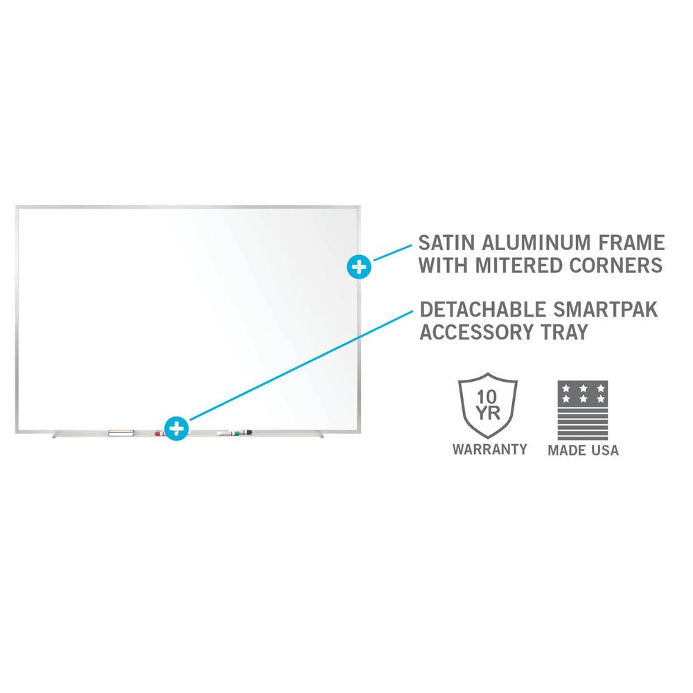 Ghent Non-Magnetic Whiteboard with Aluminum Frame, 4'H x 10'W. Picture 4