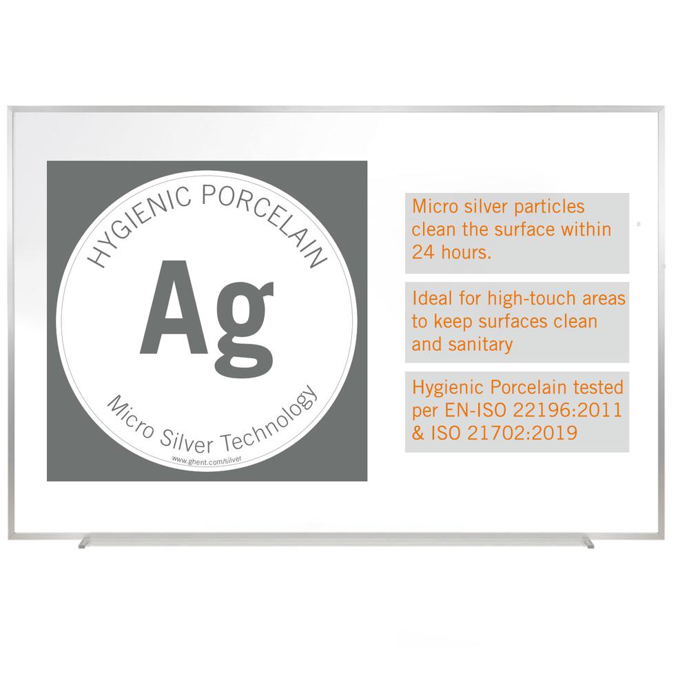 Magnetic Hygienic Porcelain Whiteboard with Aluminum Frame, 4'H x 6'W. Picture 2