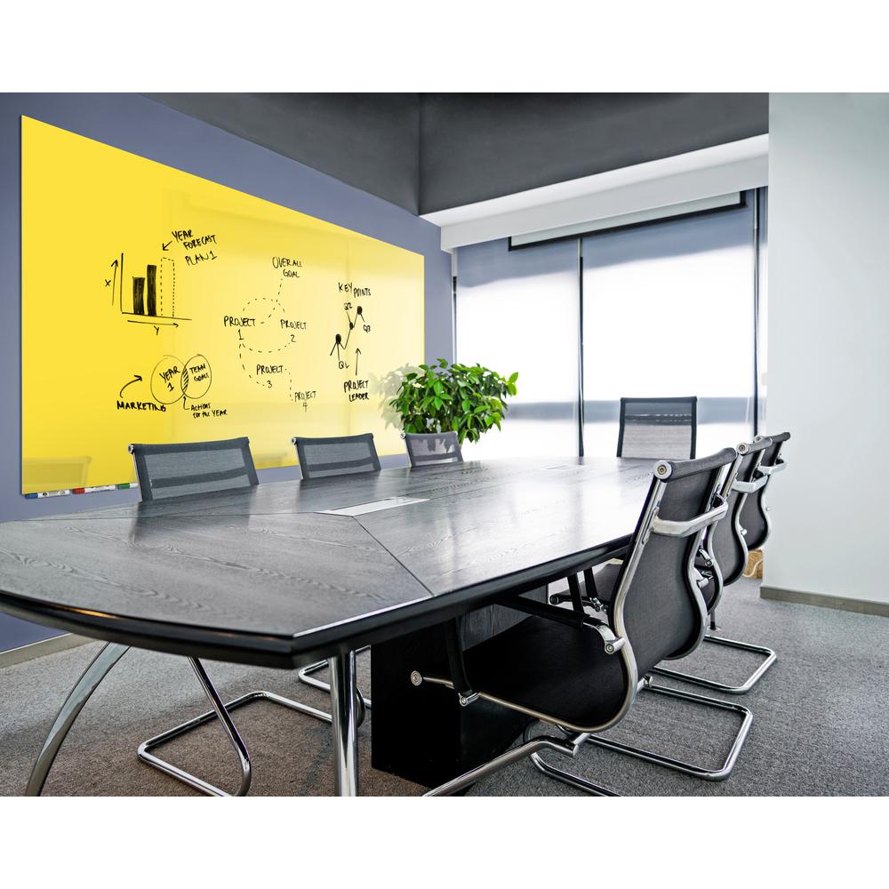 Ghent Aria 8'H x 4'W Magnetic Glass White Board, Gray Surface, Vertical, 4 Rare Earth Magnets, 4 Markers and Eraser. Picture 4