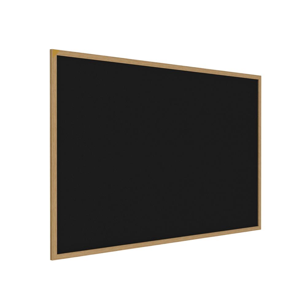 48.5"x120.5" Wood Fr, Oak Finish Recycled Rubber Bulletin Board - Black. Picture 1