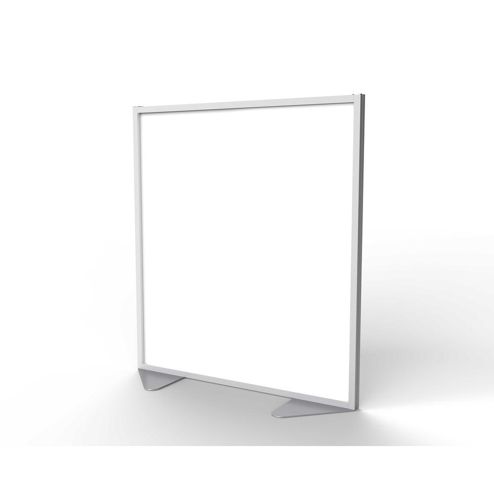Ghent Floor Partition with Aluminum Frame and Full Panel Infill, Porcelain, 54"H x 48"W. Picture 1