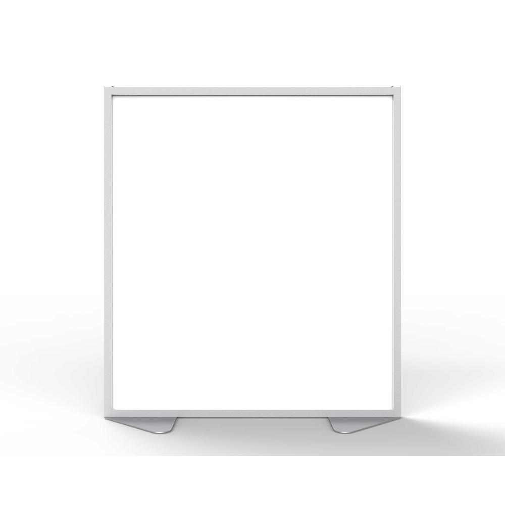 Ghent Floor Partition with Aluminum Frame and Full Panel Infill, Porcelain, 54"H x 48"W. Picture 2