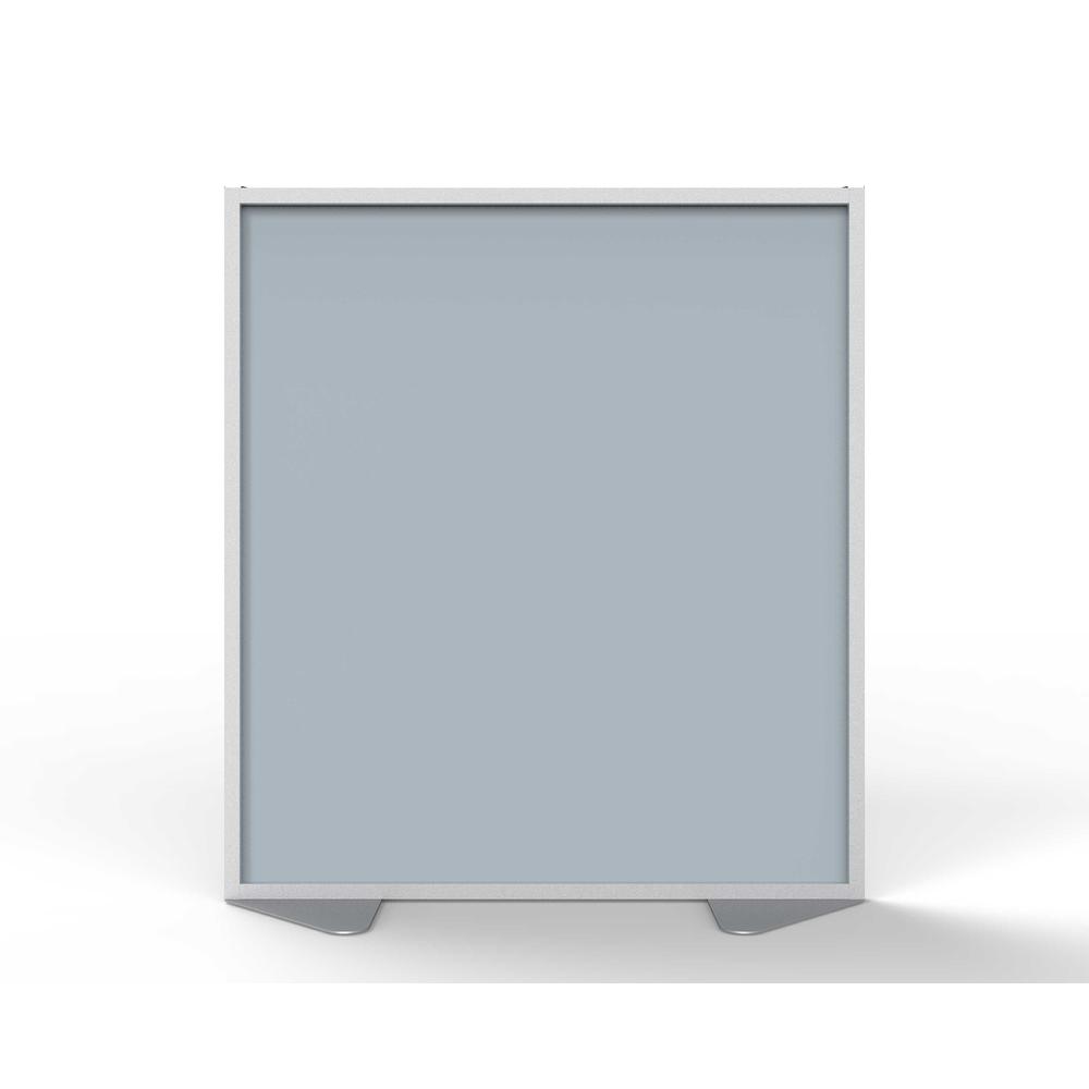 Ghent Floor Partition with Aluminum Frame and Full Panel Infill, Silver Vinyl, 54"H x 48"W. Picture 2