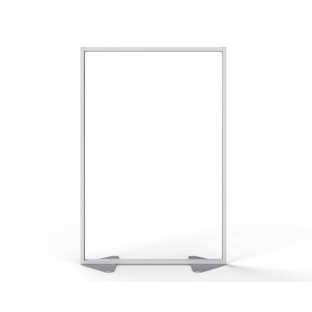 Ghent Floor Partition with Aluminum Frame and Full Panel Infill, Clear Acrylic, 72"H x 48"W. Picture 2