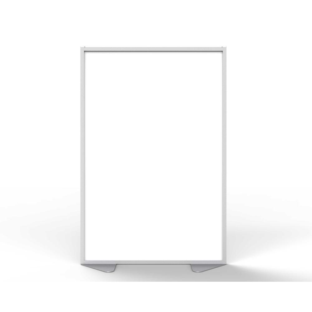 Ghent Floor Partition with Aluminum Frame and Full Panel Infill, Porcelain, 72"H x 48"W. Picture 2