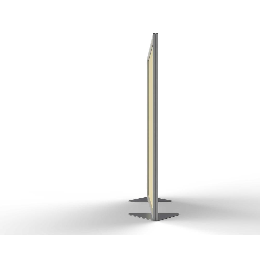 Ghent Floor Partition with Aluminum Frame and 2 Split Panel Infill, Porcelain and Carmel Vinyl, 72"H x 48"W. Picture 3